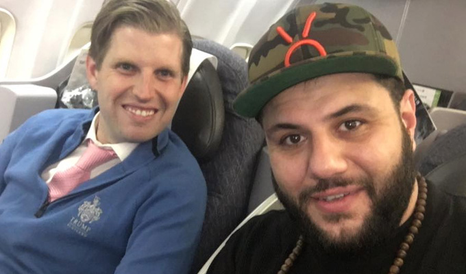 Trump and the Muslim... | Comedian wound up next to Donald's son on a UK flight