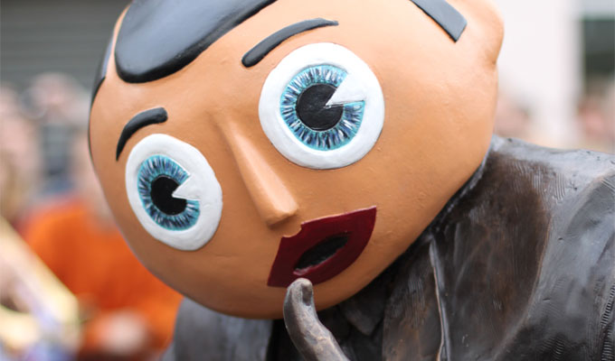 He'll gaze on the Timperley sunset forever... | Frank Sidebottom statue unveiled