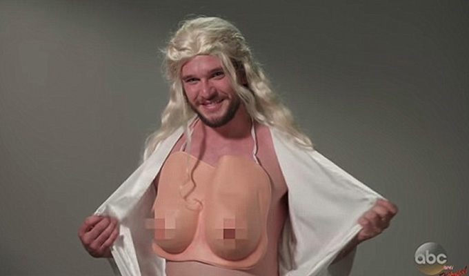 No nipples please... | Fake boobs pixellated in Kit Harington comedy sketch