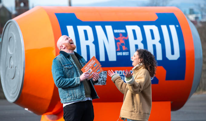 Now that's canned laughter! | Glaswegians invited to tell jokes in a giant Irn-Bur receptacle