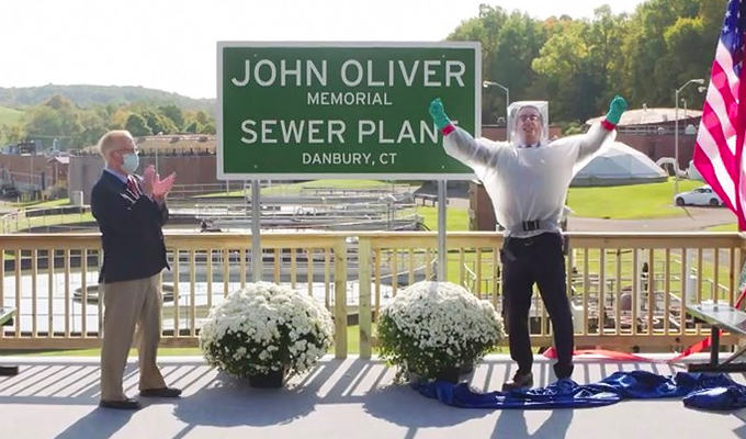 John Oliver unveils the sewage plant named in his honour | The saga ends