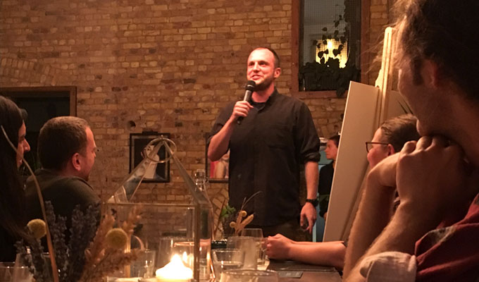 Supper With A Side Of Humour | Steve Bennett at a pop-up mixing food, whisky and comedy