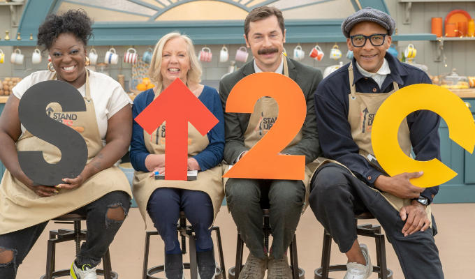 Judi, Deborah, Mike and Jay lined up in Bake-Off tent