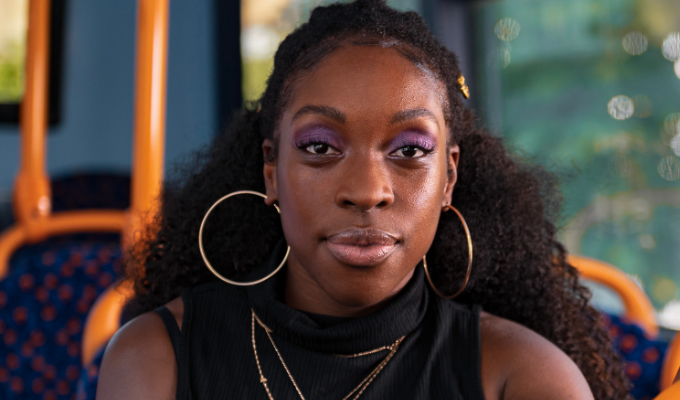 Ronke Adekoleujo as Sade on a London bus in Big Age