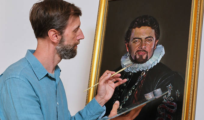 Blackadder portrait being painted