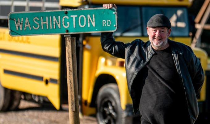 Vegas with his bus on Carry On Glamping