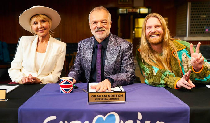 Comic Relief Eurovision judges Lulu Graham Norton and Sam Ryder