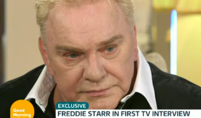 Freddie Starr walks out of TV interview | Stress shows as he's asked about his behaviour