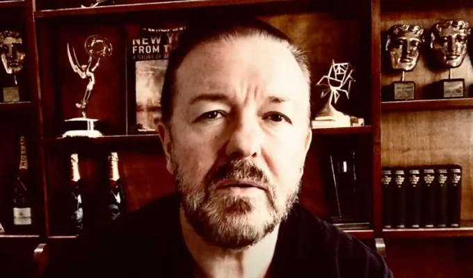 Ricky Gervais backs comedy club fundraiser | 'Not with money, just this shitty little video...'