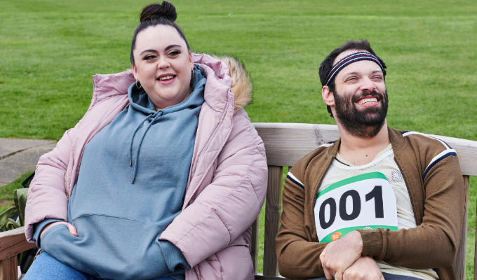 Tim with Sharon on a park bench in Jerk