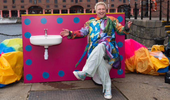 Joe Lycett's toilet event ruined by severe wind... | Launch of 'The Turdis' causes a spillage in Liverpool Docks