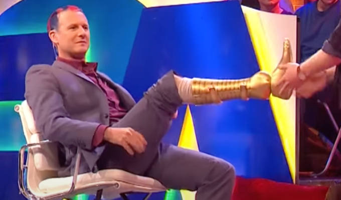 Adam Hills gives his gold foot away | Prosthetic goes on display