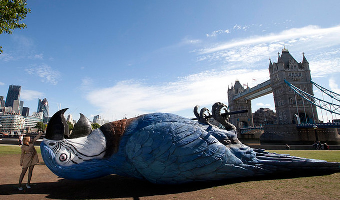 Remarkable bird, innit? | Giant sculpture of Pythons' Norwegian Blue hits London