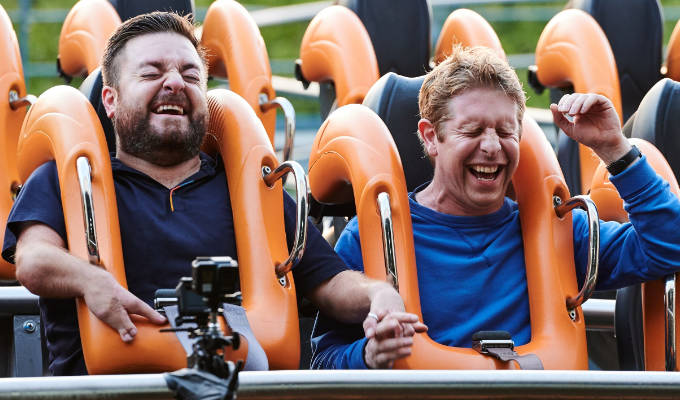 One Night In Alton Towers: Alex and Josh on roller-coaster