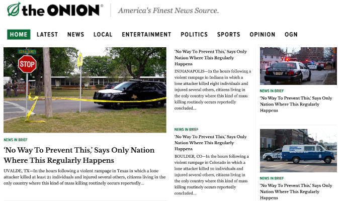 'No way to prevent this' | How The Onion responded to latest US mass shooting