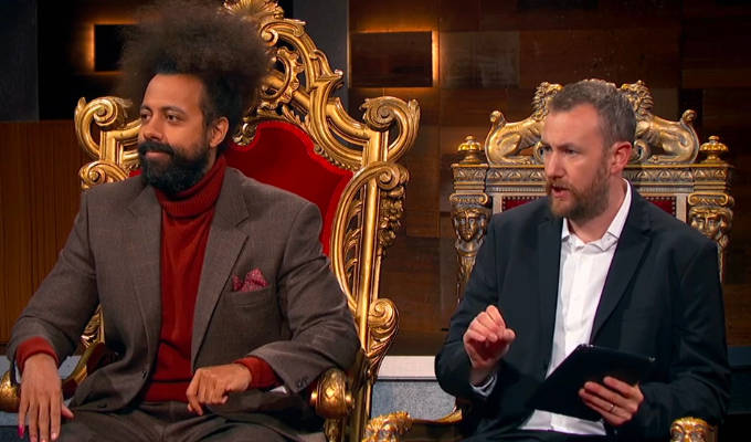 Watts and Horne on the Taskmaster US thrones