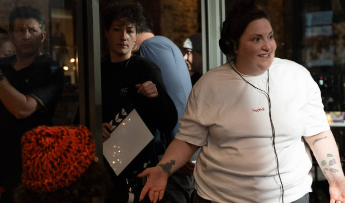 Lena Dunham on set